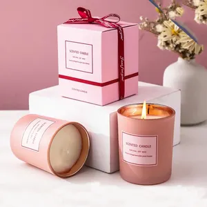 Adorabile barattolo di vetro rosa candela profumata Logo personalizzato candele aromatiche Set regalo di san valentino all'ingrosso