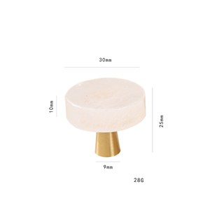 Perillas Redondas de Latón Macizo con Piedra Natural, Estilo Nórdico, Blancas, de un Solo Orificio, para Cajones de Muebles y Vinotecas - Product Image 2