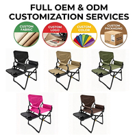 Chaise de Réalisateur Pliante Directe d'Usine avec Table Latérale, Cadre en Fer Revêtu de PVC Oxford 600D, Charge de 150 kg, Chaise de Camping