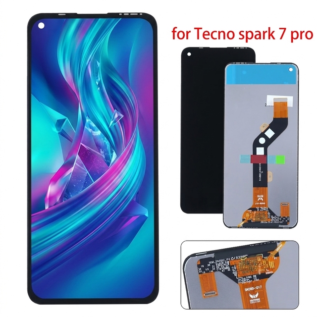 Factory Wholesale Phone LCD 100% Tested Replacement Display Spare Parts for Tecno Spark 7 Pro KF7J Mobile Phone Screen Repair
