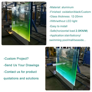 DDP Garde-corps en verre sans cadre avec <span class=keywords><strong>éclairage</strong></span> LED américain pour balcon <span class=keywords><strong>extérieur</strong></span>, villa, hôtel, rail en U pour terrasse, prix - Product Image 3