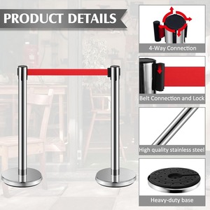 Custom Color <strong>Retractable</strong> <strong>Belt</strong> Stanchion Pole Weighted Base <strong>Queue</strong> Pole For Indoor Outdoor Events Traffic Warning For <strong>Bank</strong> Airport - Product Image 3