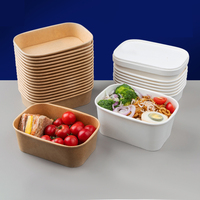 Bol de restauration rapide jetable personnalisé de haute qualité, boîte en papier Kraft à emporter, récipient de déjeuner