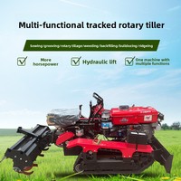 Micro-motoculteur agricole multifonctionnel, petit modèle domestique, pour le labourage, le semis et le creusement de tranchées, de type chenillé, à double usage