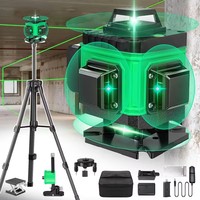 Niveaux laser verts 4D à 16 lignes - Auto-nivelants, 360° °   Ligne croisée rotative. Outil de mesure. Batterie rechargeable