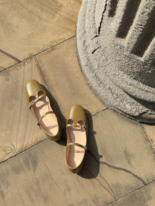 <span class=keywords><strong>Ballerine</strong></span> Casual da <span class=keywords><strong>Donna</strong></span> in Vera Pelle, Slip-On <span class=keywords><strong>con</strong></span> Punta Quadrata e Fibbia, Marrone Kaki, Scarpe Estive - Product Image 6