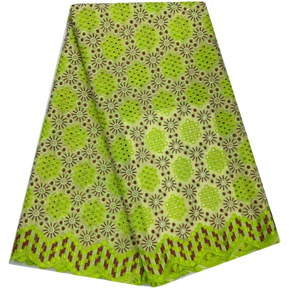 Telas de encaje suizo africano, encaje bordado de algodón, telas de encaje de malla de color africano para vestido de mujer