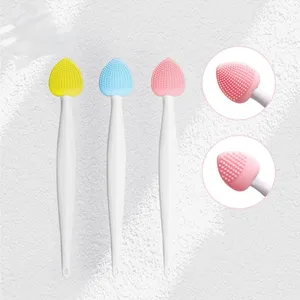 Soft heart shape Silicone Lip Scrub Brush Blackhead Exfoliator Brush Single pack Nasal Brush with Double-Sided