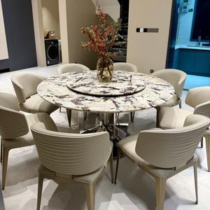 Tavolo da Pranzo Moderno in Marmo Premium con Gambe in Acciaio al Carbonio Resistenti <span class=keywords><strong>e</strong></span> Impermeabili per Hotel, Villa, Appartamento, Casa <span class=keywords><strong>e</strong></span> Ristorante - Product Image 4