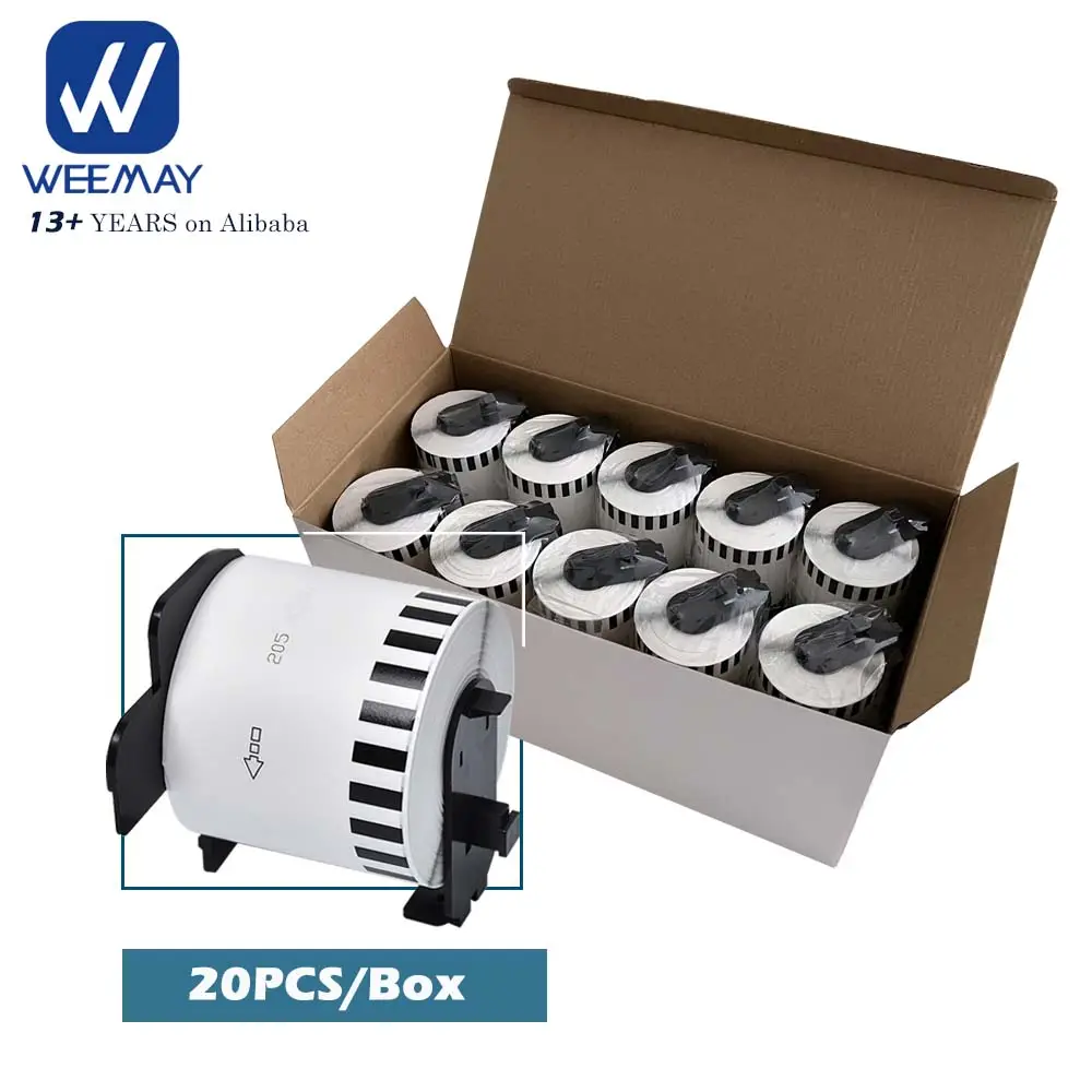Weemay 20 Stks/doos Compatibel Verzending Thermische Etiketten DK2205 DK22205 2-3/7 ''* 100 'Voor Brother Ql Printers
