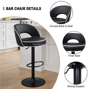 Venta de Fábrica: <span class=keywords><strong>Taburetes</strong></span> de Bar Ergonómicos con Respaldo Negro Tapizado y Base Metálica Resistente; <span class=keywords><strong>Taburetes</strong></span> de Bar de Lujo al por Mayor para <span class=keywords><strong>Cocina</strong></span> - Product Image 2