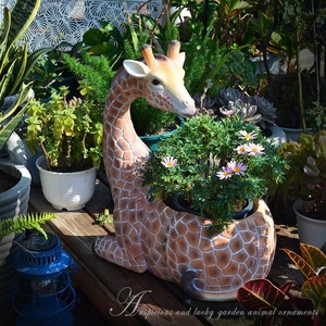 <span class=keywords><strong>Fontaine</strong></span> en polyrésine en forme de girafe, décoration de jardin, pot de fleurs artificiel coloré, style balcon, maison, chambre, extérieur, jardin d'enfants, peinture - Product Image 3