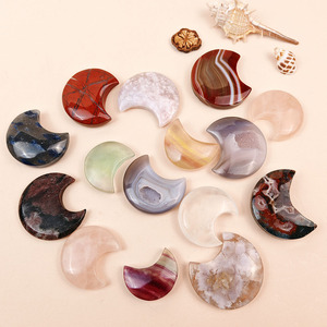 Piedra de Cristal Pulida en Forma de Luna, Colección de Cristales, Ágata, <span class=keywords><strong>Granate</strong></span>, <span class=keywords><strong>Cuarzo</strong></span> Rosa para Decoración, Venta Caliente - Product Image 1