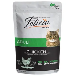 Felicia-comida enlatada completa para mascotas, para gatos adultos con pollo en gelatina, 85gr