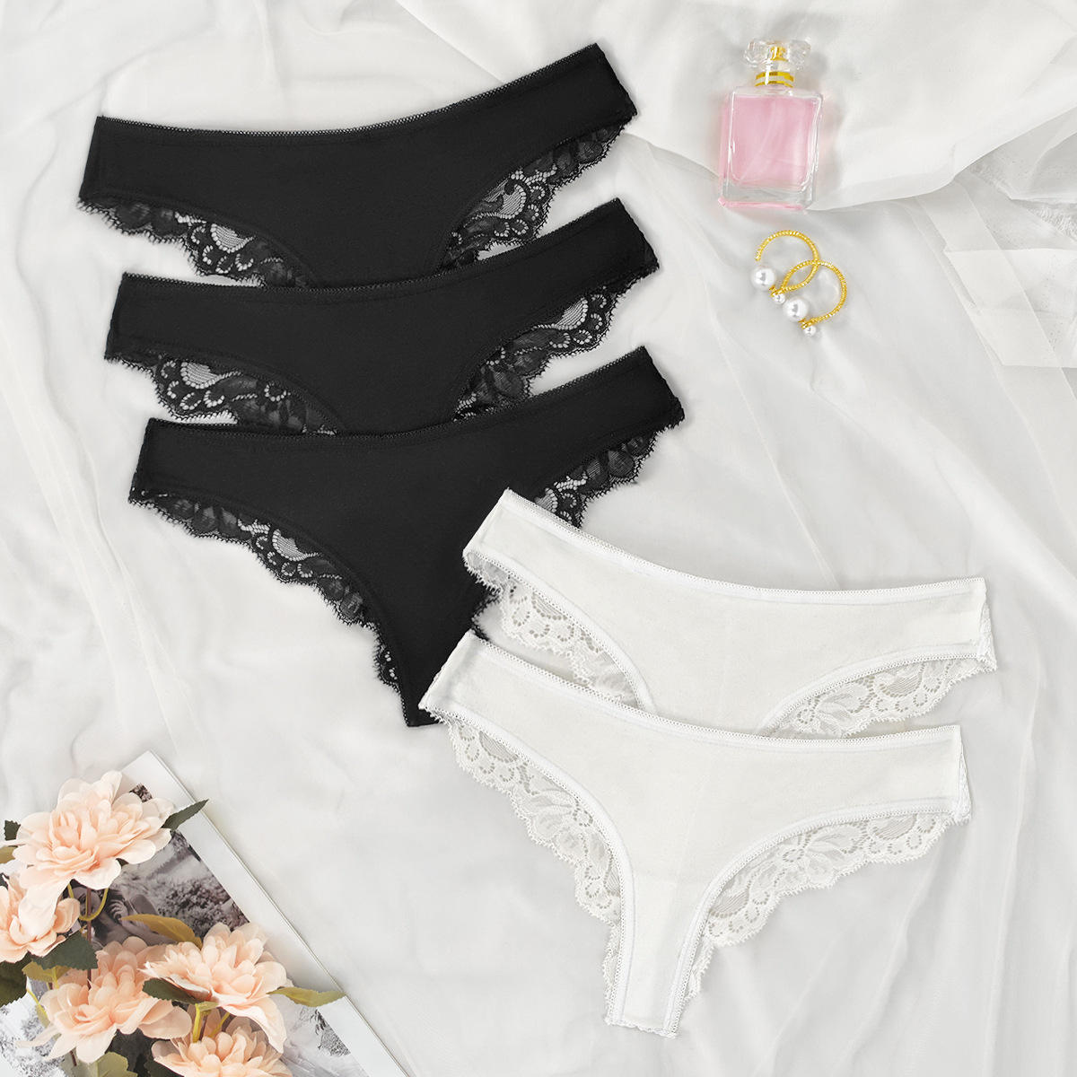 1023 Women Underwear Bikini Panties Wholesale 5 Packs Panties for Ladies Daily Female Lace Thong Underwear