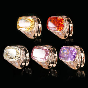 Bijoux de haute qualité, écologiques, en cuivre plaqué or rose, éclat éblouissant, anneau serti de zircon rouge 12*16 mm pour femmes - Product Image 5