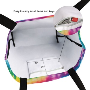 Sacs de shopping en toile écologiques pour femmes, design tie-dye réutilisable, impression personnalisée, style de vie, avec poche intérieure - Product Image 6