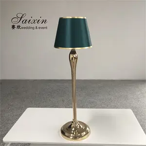 New custom gorgeous wedding centerpieces gold stand with emerald lamp shade for event decor