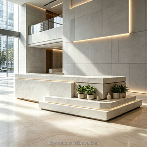 B164 Custom Modern LED Reception <b>Desk</b> <b>Large</b> Size Sintered Stone Front <b>Desk</b> Luxury Hotel Club Lobby CounterOffice Reception Table - Product Image 4