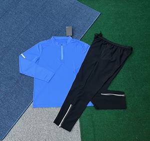 Ensemble de sport pour hommes à manches longues, demi-zippé, <span class=keywords><strong>haute</strong></span> qualité, séchage rapide, respirant, anti-transpiration, avec pantalon - Product Image 4