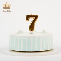 Bougie d'anniversaire géante numéro 7 en cire de paraffine dorée métallisée, faite à la main, Magic Lights BC-55, pour fête