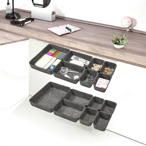 Nieuwe 7 stks/set Lade Organisatoren Bakken Vilt Opbergdoos Kantoor <span class=keywords><strong>Organizer</strong></span> Ondiepe Kleine Bureau Organiseren Trays Verdelers - Product Image 3