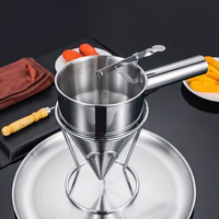 Dispenser Adonan Pancake Komersial JIEYI, Stand Pastr, Corong Piston, Aksesoris Panci Pembuat Waffle Bahan Stainless Steel