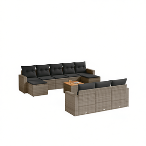 Conjunto de Sofás de Jardín Grises, Muebles de Exterior con Capacidad para Más de 10 Personas, Resistentes a la Intemperie, de Ratán, Diseño Contemporáneo - Product Image 1