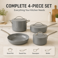 Ensemble de 7 ustensiles de cuisine antiadhésifs en céramique : marmite, casserole, poêle à frire, sauteuse, compatible induction, sans PFAS, personnalisable pour cuisine OEM