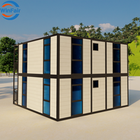 Maison conteneur modulaire préfabriquée pliable et extensible WinFair Barndominium à toit plat à deux étages pour bungalow en bord de mer