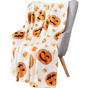 <b>Halloween</b> Pumpkin Bat Ghost Flannel <b>Blanket</b> Throw <b>Blanket</b> Nap <b>Blanket</b> Spooky <b>Halloween</b> Decor Lightweight Breathable Custom Print - Product Image 1