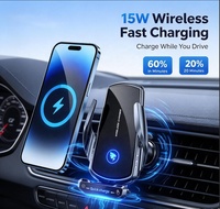 Pengisi Daya Nirkabel Mobil Universal, Dudukan Ponsel 15W Pengisian Cepat, Sensor Penjepit Otomatis Pintar, Pegangan Elektrik Senyap untuk Navigasi GPS Mobil