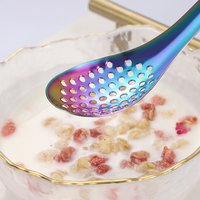 Cuillère écumoire mini Dingyue moderne colorée en acier inoxydable 304 plaqué, perforée, pour caviar, fondue chinoise, écrémeuse à soupe, réutilisable