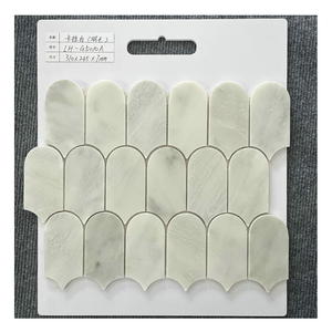 Mosaici in marmo naturale con taglio a getto d'acqua in dimensioni specifiche tessere di mosaico in pietra di marmo per decorazione domestica esagono a spina di pesce - Product Image 2
