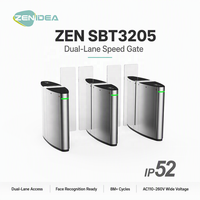 Barrière pivotante double voie ZEN3205, portillon rapide, barrière à ailettes, reconnaissance faciale, RFID, acier inoxydable 304, moteur sans balais, fonction de comptage
