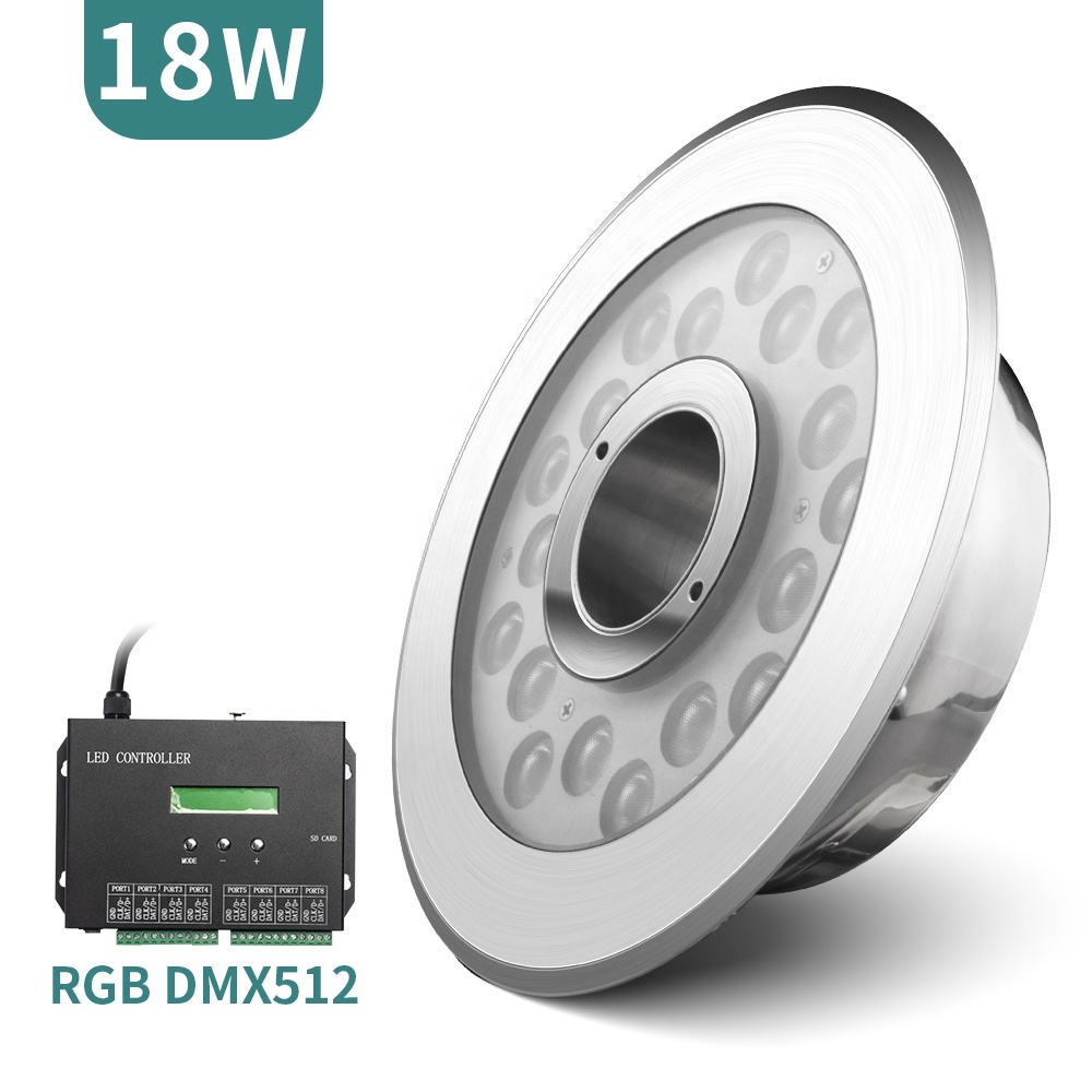 Подводная Светодиодная лампа RGB DMX512, 24 В постоянного тока, 18 Вт, управление 316L SS, садовая Ландшафтная лампа, фонтан