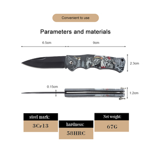 Bochen Đen Lớp Phủ Lưỡi Dao Xách Tay Dây Cắt 3D In Ấn Nhựa Xử Lý Nhỏ Dao Cắm Trại Survival Pocket Dao - Product Image 2