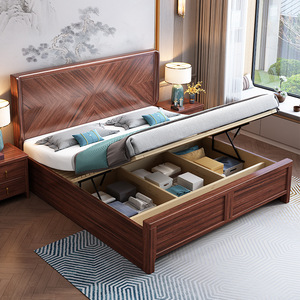 <span class=keywords><strong>Lit</strong></span> de rangement en bois massif de style industriel, ensemble de chambre à coucher moderne de luxe, <span class=keywords><strong>lit</strong></span> double King Size, <span class=keywords><strong>lit</strong></span> en bois massif de luxe - Product Image 4