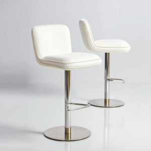 Silla giratoria de barra de acero inoxidable de lujo con respaldo de cuero ajustable para el hogar, Hotel, comedor, dormitorio, escuela - Product Image 1