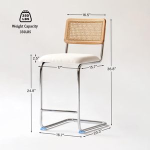 Giữa Thế Kỷ hiện đại bọc Ghế <span class=keywords><strong>Bar</strong></span> với mây đầy đủ trở lại và chân kim loại cho phòng tắm hoặc nhà bếp đảo sử dụng - Product Image 5