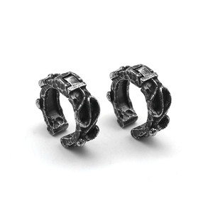 Yunnique Boucles d'oreilles manchette motif serpent en acier titane argenté tibétain, clip d'oreille sans perçage, style punk géométrique, bijoux de mode - Product Image 1