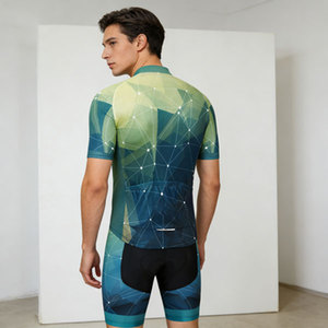 Ensemble <span class=keywords><strong>de</strong></span> maillot <span class=keywords><strong>de</strong></span> cyclisme pour homme à manches courtes, respirant, rembourré, à séchage rapide, <span class=keywords><strong>de</strong></span> haute qualité, avec short à bretelles pour vélo <span class=keywords><strong>de</strong></span> route, VTT, été, personnalisable OEM - Product Image 5
