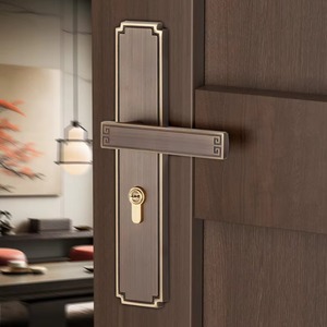 Poignée de porte carrée moderne de luxe, simple, <span class=keywords><strong>pour</strong></span> porte intérieure en bois, levier de verrouillage <span class=keywords><strong>pour</strong></span> portes françaises, chambre, salle de bain, ensemble de quincaillerie - Product Image 4
