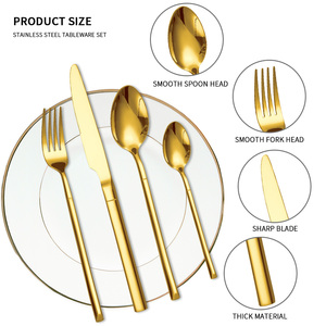 Lfs Gemei New Arrival thép không gỉ thiết lập dao kéo Tây bít tết dao nĩa và muỗng 4-Piece 18/10 Flatware Set - Product Image 2