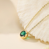 Collier Pendentif Personnalisé en Acier Inoxydable avec Pierre de Naissance Colorée (12 Mois) et Breloque CZ Colorée pour Femme - Vente en Gros