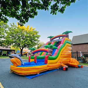Prezzo a buon mercato 18 piedi scivolo d'acqua luna rimbalzo gonfiabile con acquascivolo doppio scivolo gonfiabile - Product Image 1