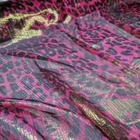 Tissu en Georgette de Soie Métallique Dorée Brillante à Imprimé Léopard Lurex, Doux au Toucher, pour Vêtements Féminins Élégants