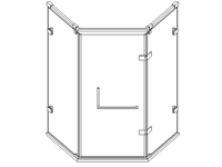 Cabine de douche élégante semi-cerclée en forme de losange avec charnières
