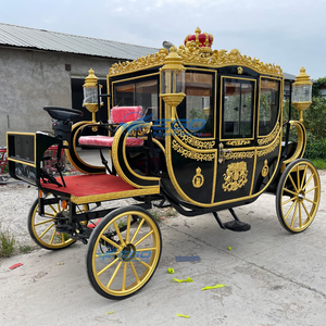 Nouvelle calèche royale noire et or classique, vente flash, calèche royale de luxe pour mariage et visites touristiques - Product Image 4