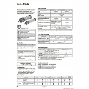 SMC Pneumatics Fine Lock Cylindre CLA2F100-650-E Pièces Pneumatiques - Product Image 1